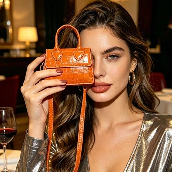 Fashionable Candy Colored Stone Texture Shiny Small Square Bag Flip Cover Shoulder Slanted Bag Lipstick Pouch Daily Commute 1