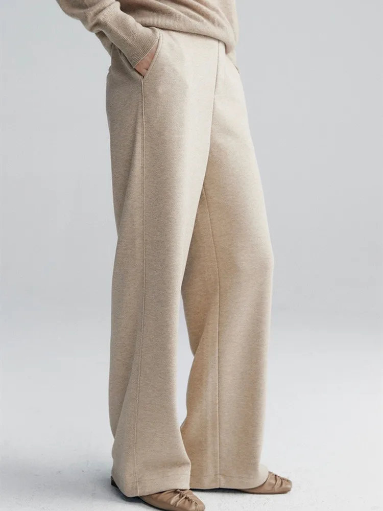 

2023 Autumn Winter 4 Colors Women Elastic Waist Long Pants Simple Casual Straight Female Trousers