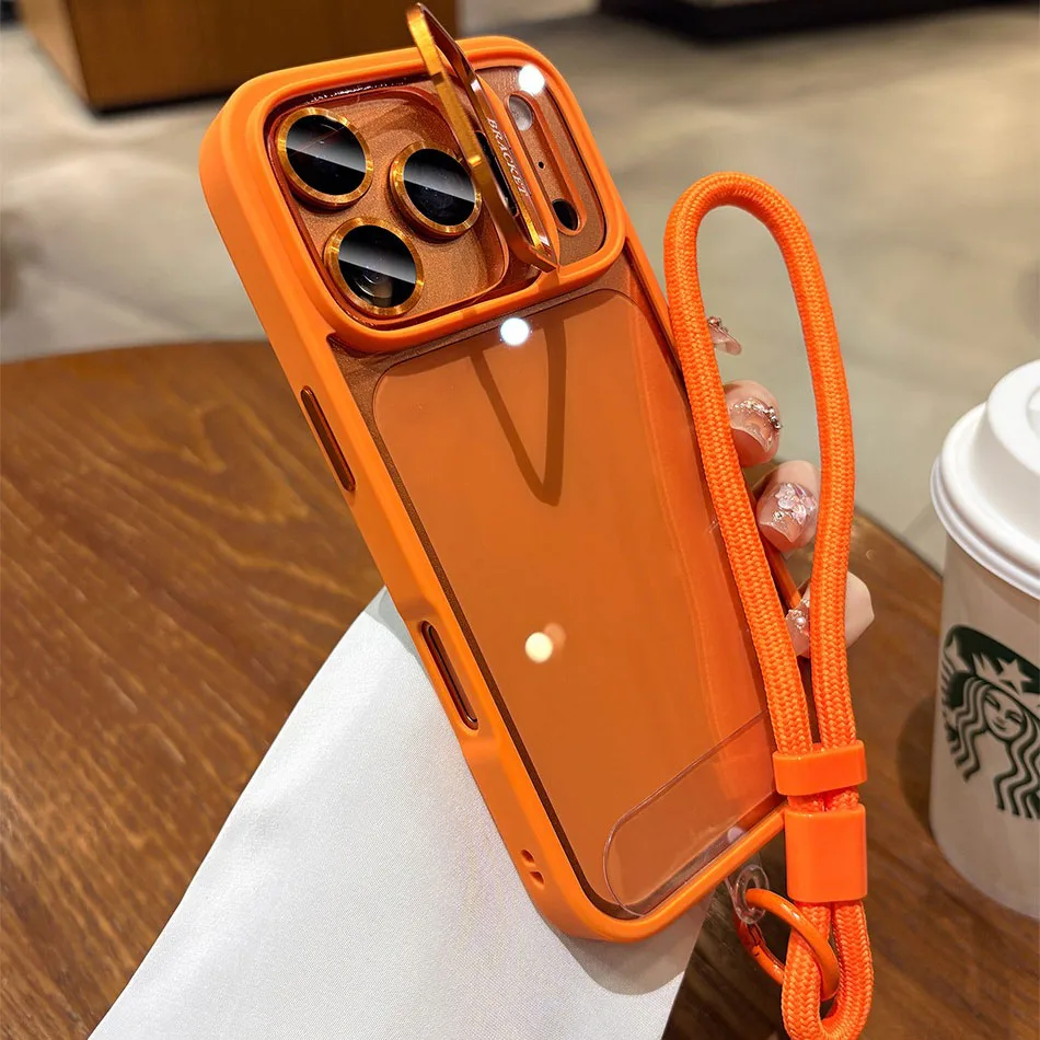 Luxury Transparent Shockproof Case with Lanyard and Hand Wrist Strap