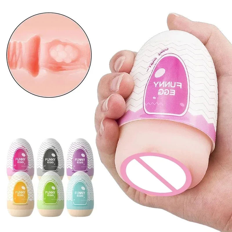 Mini taza de masturbación portátil con forma de huevo, vagina realista, taza de masturbación suave para principiantes, masajeador de pene, estimulador, juguetes sexuales para hombres._voghion.com