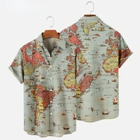 Hawaiian Shirts Map 3d Print Shirt Men's Women's Shirts Men's Casual Vocation Lapel Shirt Summer Beach Camisa Trip Blouse Casual 2