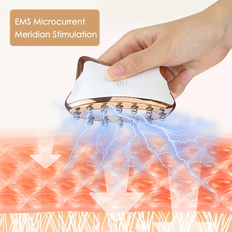 Electric Scraping Meridian Facial Massager EMS Microcurrent Anti-Wrinkle Face Lift Body Skin Care Guasha Massage Tool