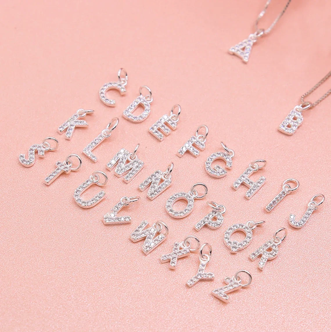 Letter Pendant Necklace Bracelet CARLIDANA Trendy Letter Pendant Necklace Bracelet Stainless Steel Alphabet 26 Initial Charms Silver Color DIY Zircon Jewelry