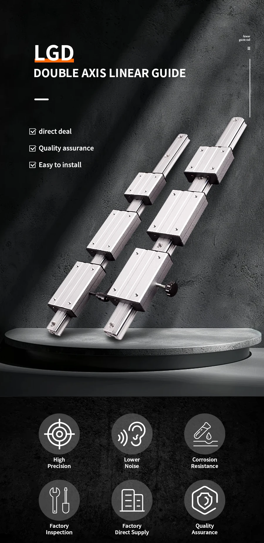 Externe zweiachsige Linearführung 1PC LGD6 LGD8 LGD12 optische Achse Holzbearbeitung Schiebetisch Rollenschieber Länge 150mm-1150mm – Detail 16
