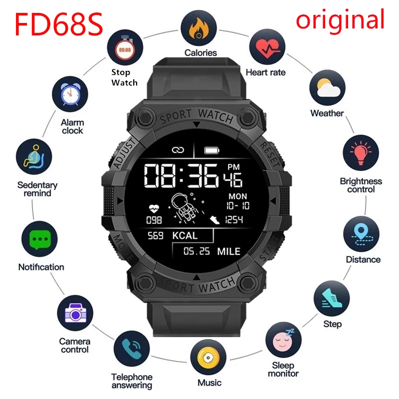 

Smart Watch Sports Bluetooth Reminder Color Screen Fd68s Health Monitoring Wear Watch for Xiaomi Huawei PK D20 Y68 M5 M6 M7 M3