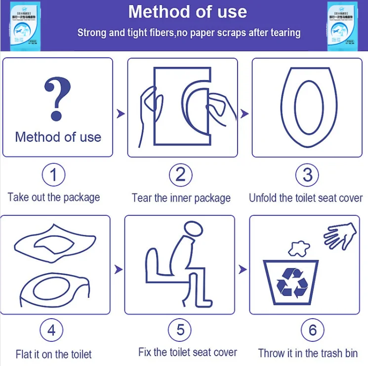 50Pcs Biodegradable Disposable Plastic Toilet Seat Cover Portable Safety Travel Bathroom Toilet Paper Pad Bathroom Accessories