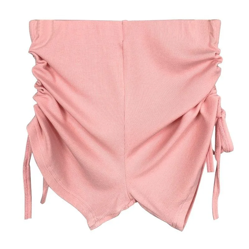 2024 Summer New Drawstring Wrap Hip Show Body Fashion and Sports Reduce Age High Waist Show Slim Shorts for Women