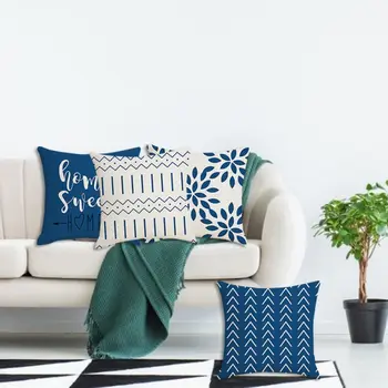 4PCS Throw Pillow Covers 18x18Inch Decorative Pillow Covers Soft Navy Blue Pillowcases for Couch Sofa Bed Home Boho Decor Accent 2