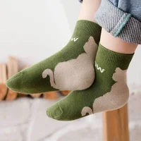 5 paires de chaussettes pour enfants, motif de chat de dessin animé, confortables et respirantes, pour garçons et filles 6