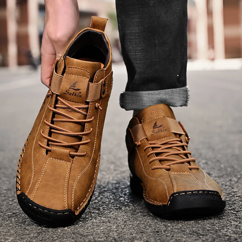 Handmade Design Sneakers: Men's Casual Leather Ankle Boots - true deals club