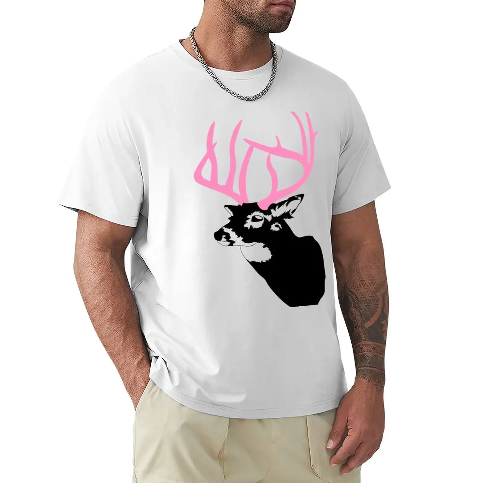 Cervo Con Corna Rosa Di Gta V-Deer Con T-Shirt Con Corna Rosa Ventagli Sportivi Per Una Camicetta Da Ragazzo Maglietta Da Uomo Grafica