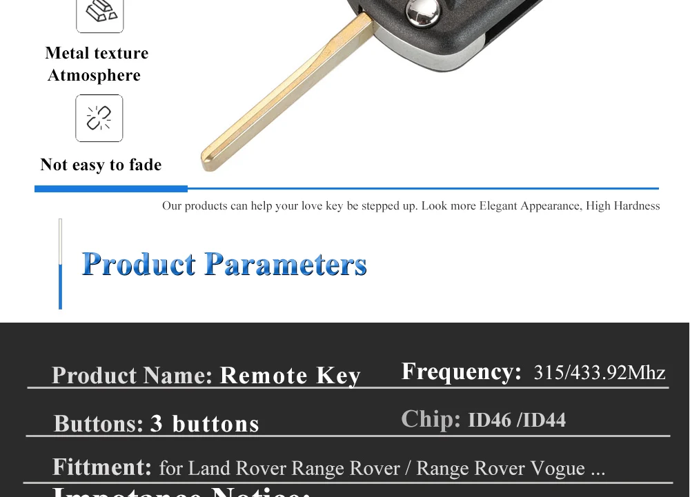 Keyforkess EWS ID44 / ID46 315/433.92Mhz Flip chiave auto per LAND ROVER Range Rover Vogue 2006-2009 HU92 3BTNFolding telecomando 10 Keyforkess EWS ID44 / ID46 315/433.92Mhz Flip chiave auto per LAND ROVER Range Rover Vogue 2006-2009 HU92 3BTNFolding telecomando - S1ee0013793a44d5d90c8cac333a9e6bdR