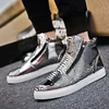Classic Original Men's Black Sneakers Zip Skateboarding Shoes For Men Designer Leather Silver Sneakers Autumn Men High Top Shoes 3