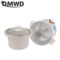 DMWD-Mijoteuse électrique 140W, mini minuterie mécanique, commande de Leurs oût, doublure en céramique, bleu et blanc, couleur ume 1,5 L 2