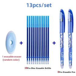 Premium Erasable Gel Pen Collection - 13 - Piece Set, 0.5mm Nib, Blue - Black Ink, Refillable (13pcs blue set)