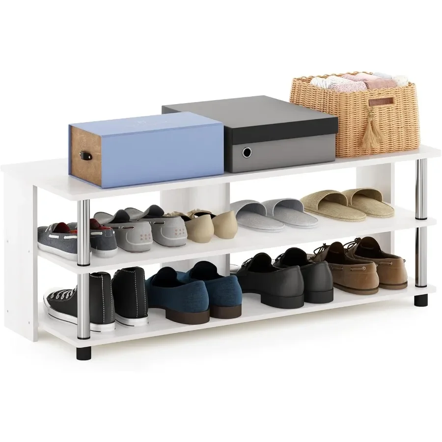 TurnNTube 3Tier Compact Open Storage Shoe Rack for Closet Entryway Stainless Steel Tubes