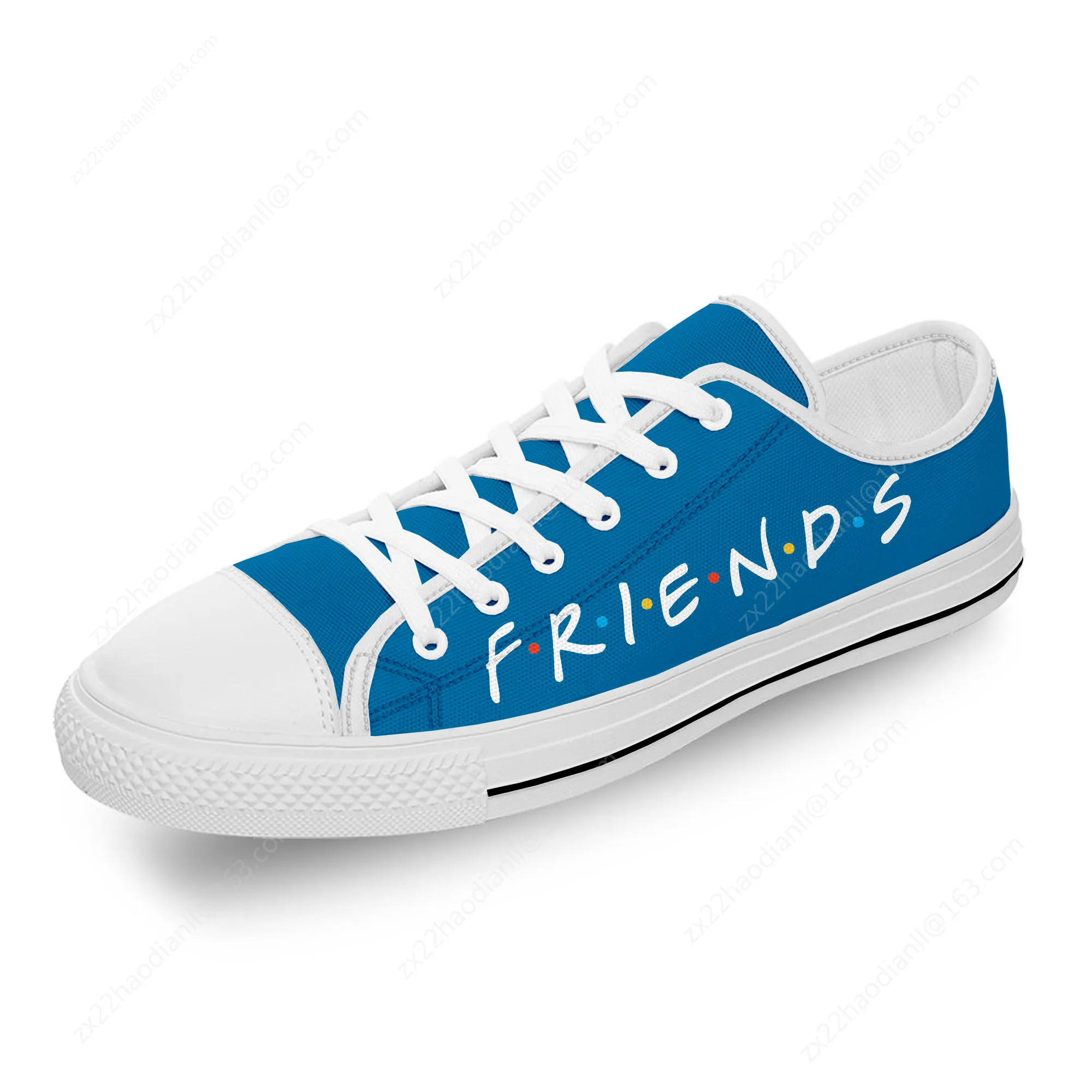 Friends TV Show Anime Cartoon White Cloth 3D Print Low Top Canvas Fashion Shoes Men Women Lightweight Breathable Sneakers