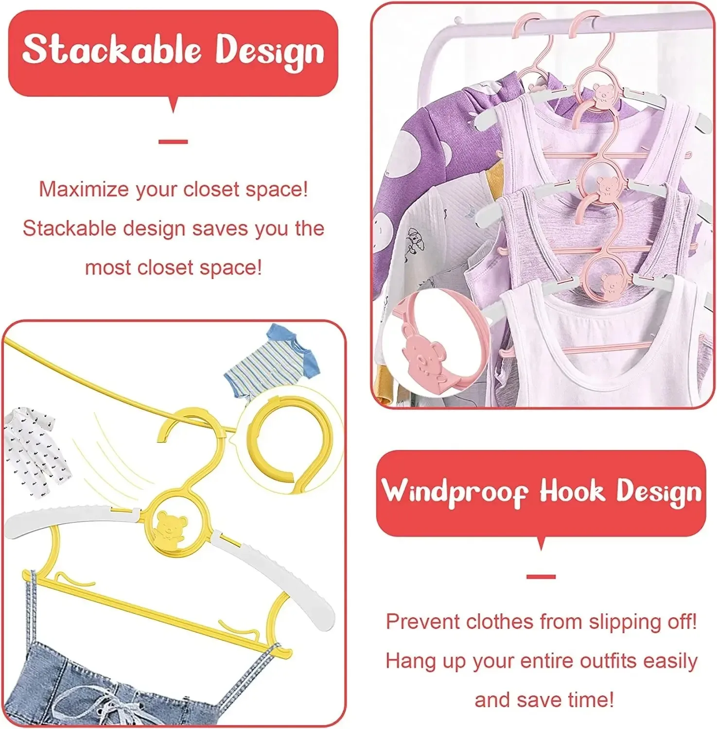 Non-slip Baby Clothes Hanger Adjustable Storage Hangers Cute Kids Clothes Organizer Closet Children Baby Coats Rack