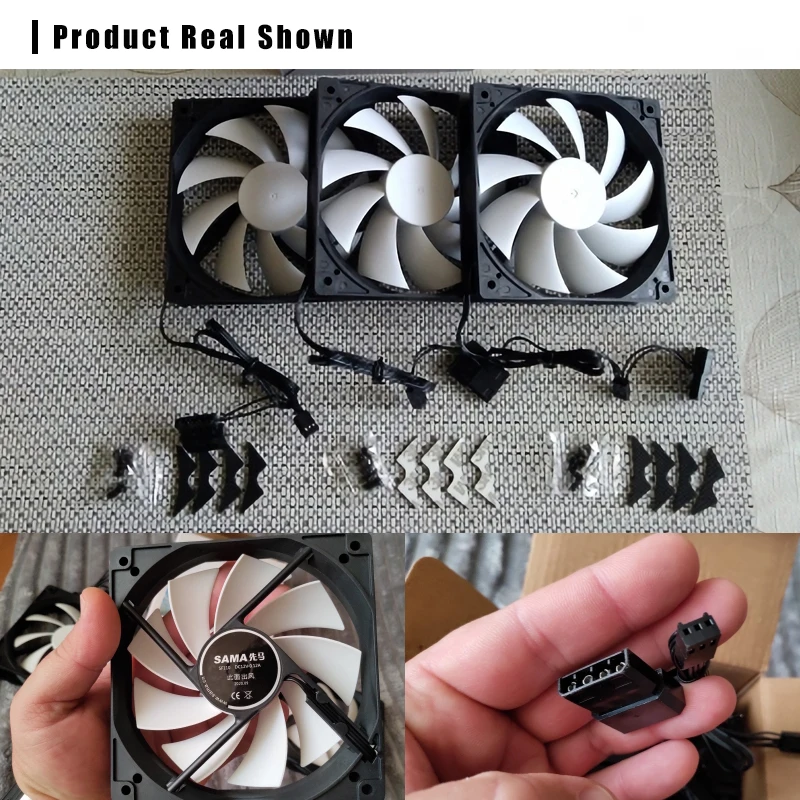 Sama-ventilador Silencioso da Caixa do Computador pc Cooler Corrigir a Velocidade sem Luz Led 40000h Ventilador Silencioso 3pin 120 mm 1200rpm 12v Peças - Imagem 3