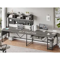 L Shaped Desk, 94.5 Inch Home Office Desk with Power Outlet & Pegboard, L Shaped Gaming Desk with LED light, Keyboard Tray 2