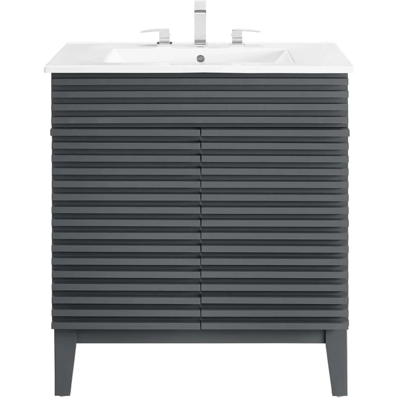 Render 30" Bathroom Vanity with Sink in Gray White, 30 Inch