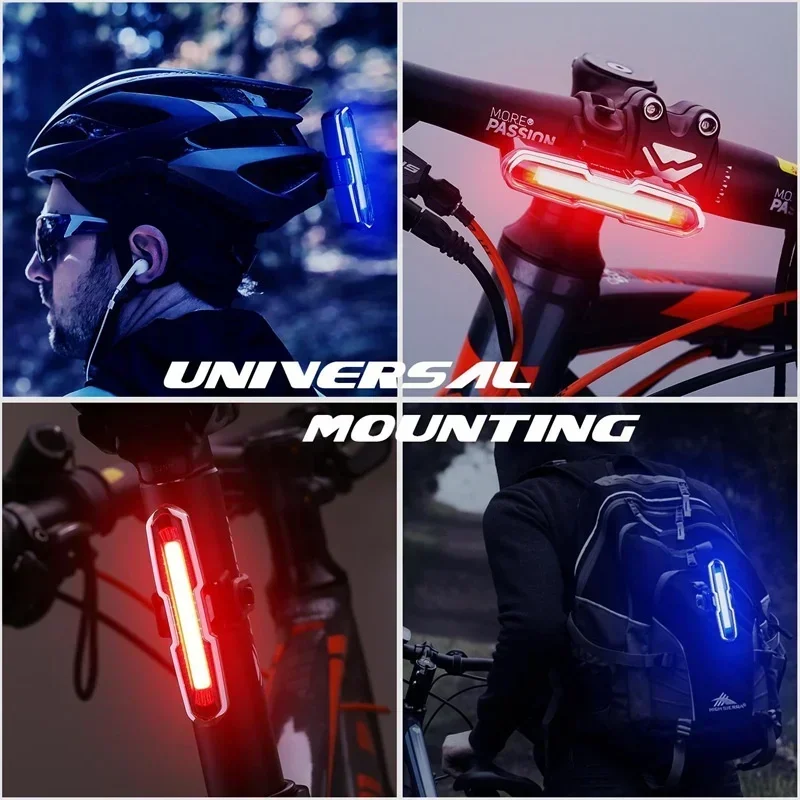 Bike Rear Tail Light 560 MAh Bicycle Lights Memory Mode Rainbow LED Warning Rech