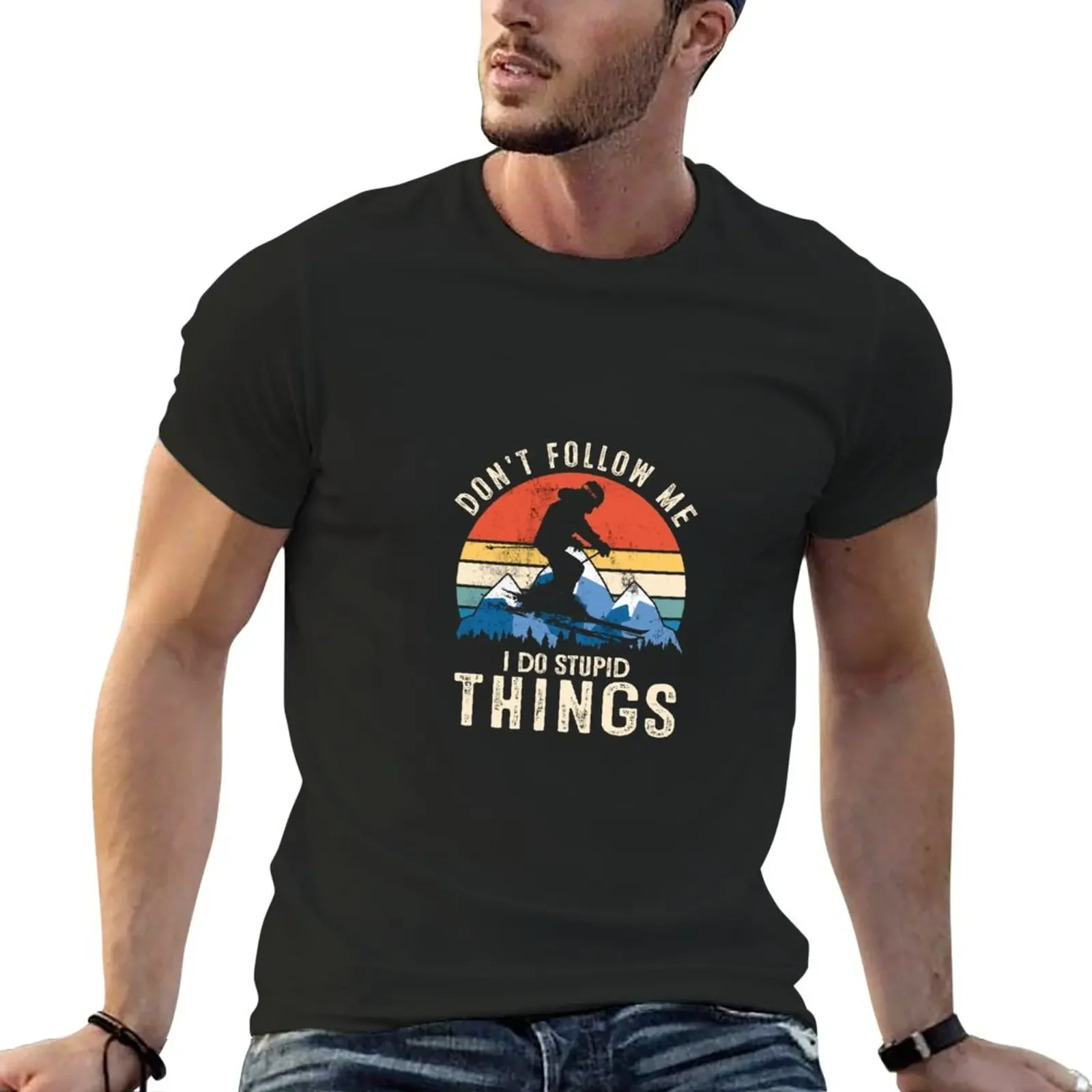 

Don't Follow Me I Do Stupid Things Vintage Snowboarding T-Shirt tees sublime quick-drying sweat shirts, men