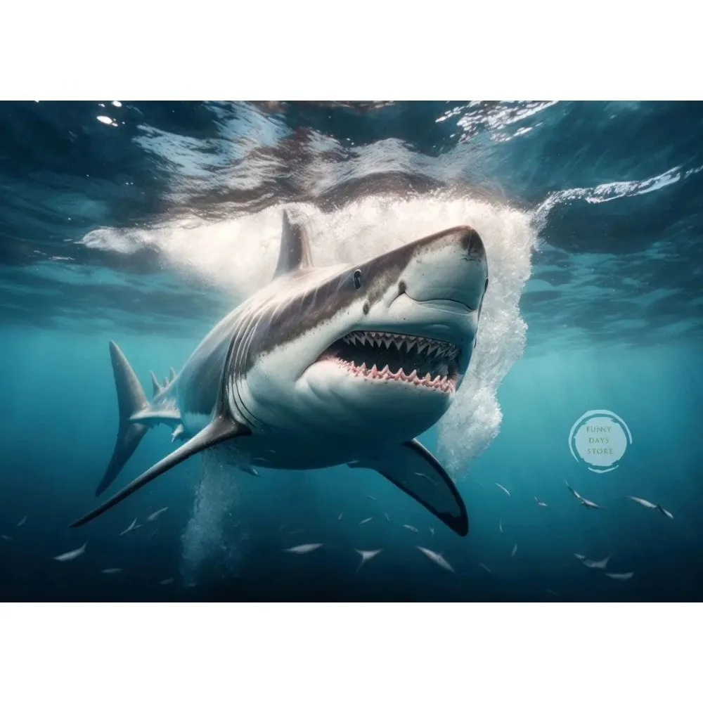 Great White Shark Ocean Giants Canvas Art - Nature Wall Decor Poster