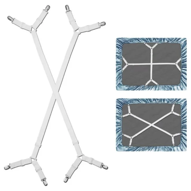 Support fixe universel pour drap de lit, Kits de sangles de fixation croisées réglables à haute élasticité, Clips antidérapants pour housse de canapé 1