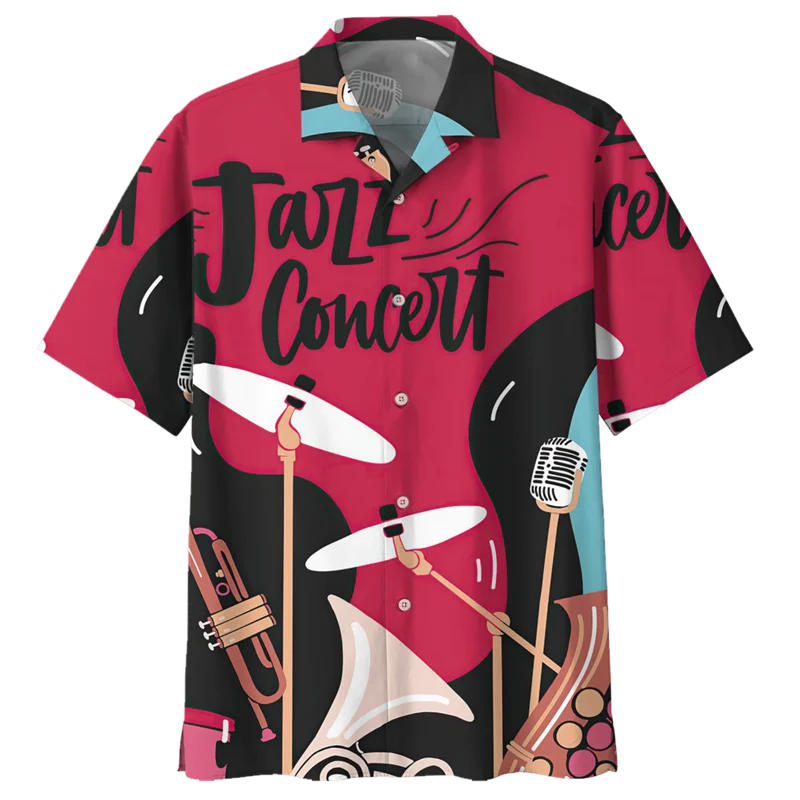 Saxophone Guitar Pattern Shirt For Men 3D Printed Musical Instrument ...