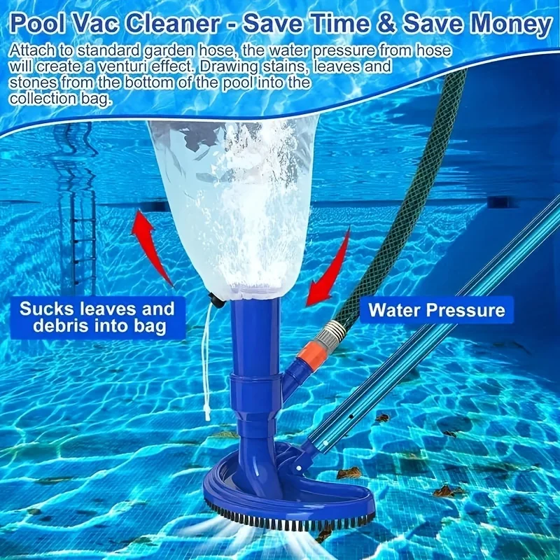 Description Picture 3 of itemPortable Pond Vacuum Jet Underwater Cleaner with Brush Bag Blue Crescent Shaped Professional Cleaning Tool for Swimming Pools