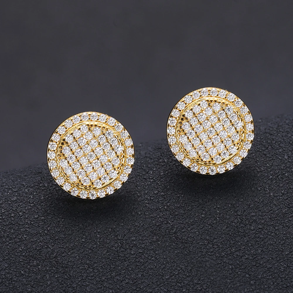 Round Moissanite Earrings for Women S925 Silver Real Diamonds Ear Studs Men Earrings Jewelry Pass Tester Free Shipping