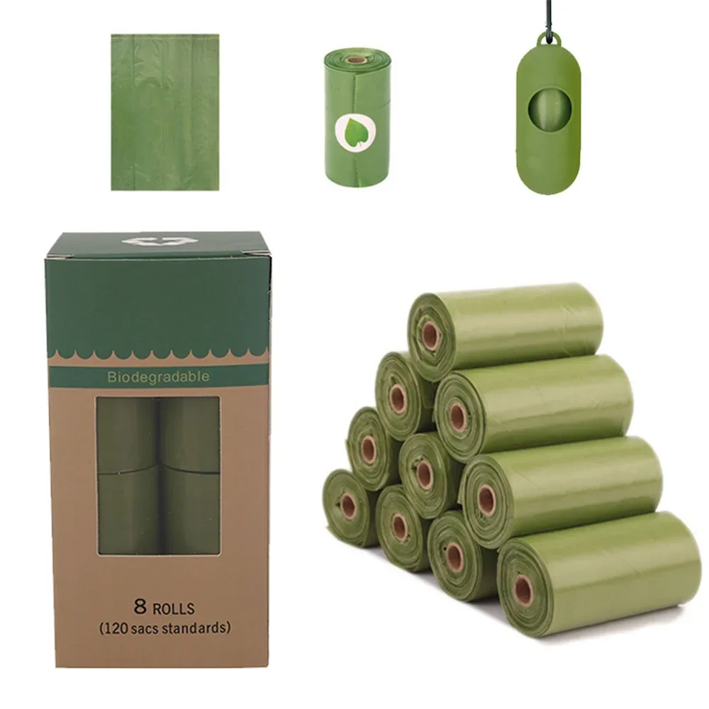 Compostable Dog Poop Bags Cornstarch Earth Friendly 120pcs 8 rolls/box Biodegradable Pet Dog Cat Waste Bags Thicken Garbage Bag