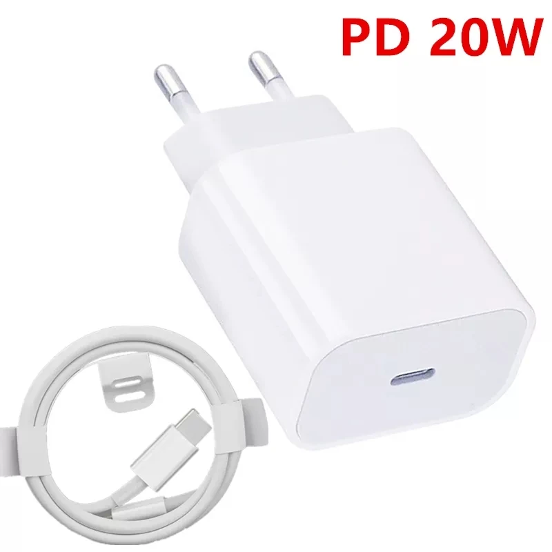 Зарядное устройство PD для iPhone 13 20 Вт вилка стандарта ЕС/США кабель USB Type-C длиной 1 м