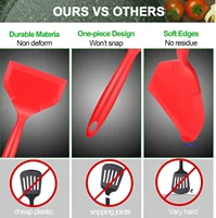 Large spatule en Silicone, tourneur de pelle antiadhésive, spatule à poisson, large tourneur Flexible pour ustensiles de cuisine antiadhésifs, œuf 4