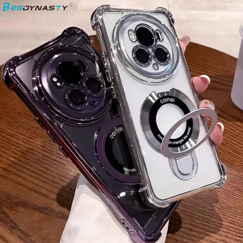 Luxury Ring Holder Shockproof Silicone Case with Camera Lens Protection Films