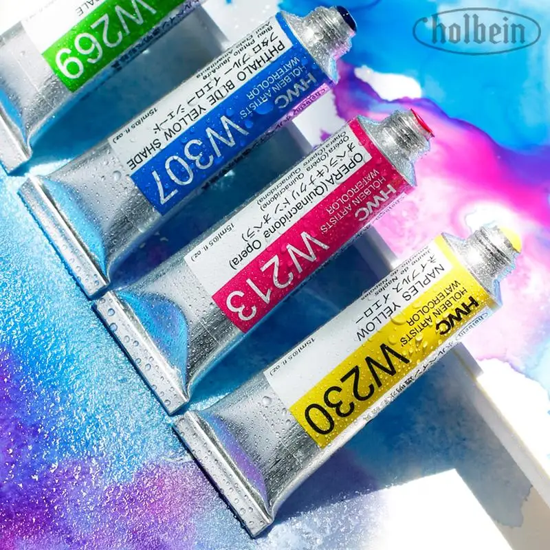 Japan Holbein Series 2 Artists' Transparent Watercolor Paint 15ml/0.5oz Tubes Art Watercolour Professional Drawing Supplies