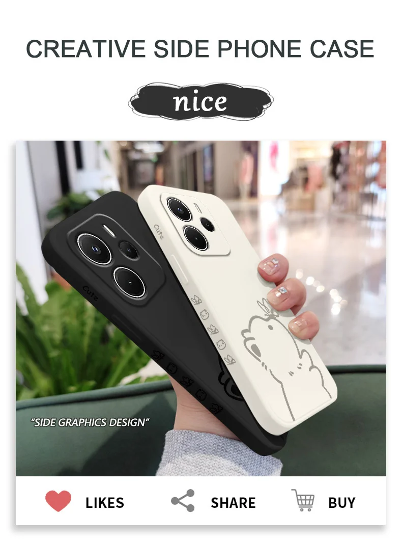 Niedliche Bären-Handyhülle für Xiaomi Redmi Note 14 13 12 12S 11 11S 10 10S Pro Plus 15 15C 14C 4G 5G Silikonhülle – Detail 1