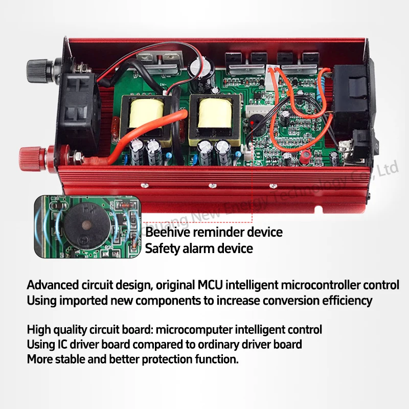 Pure sine wave inverter, high-power 1000W2000W, portable digital display, 12V to