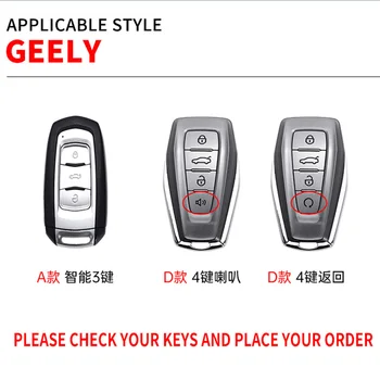 Custodia per chiave intelligente per Auto in lega di zinco Shell Fob per Geely Atlas Boyue NL3 EX7 SUV GT GC9 Emgrand X7 Borui accessori per supporto Auto - Custodia per chiave intelligente per Auto in lega di zinco Shell Fob per Geely Atlas