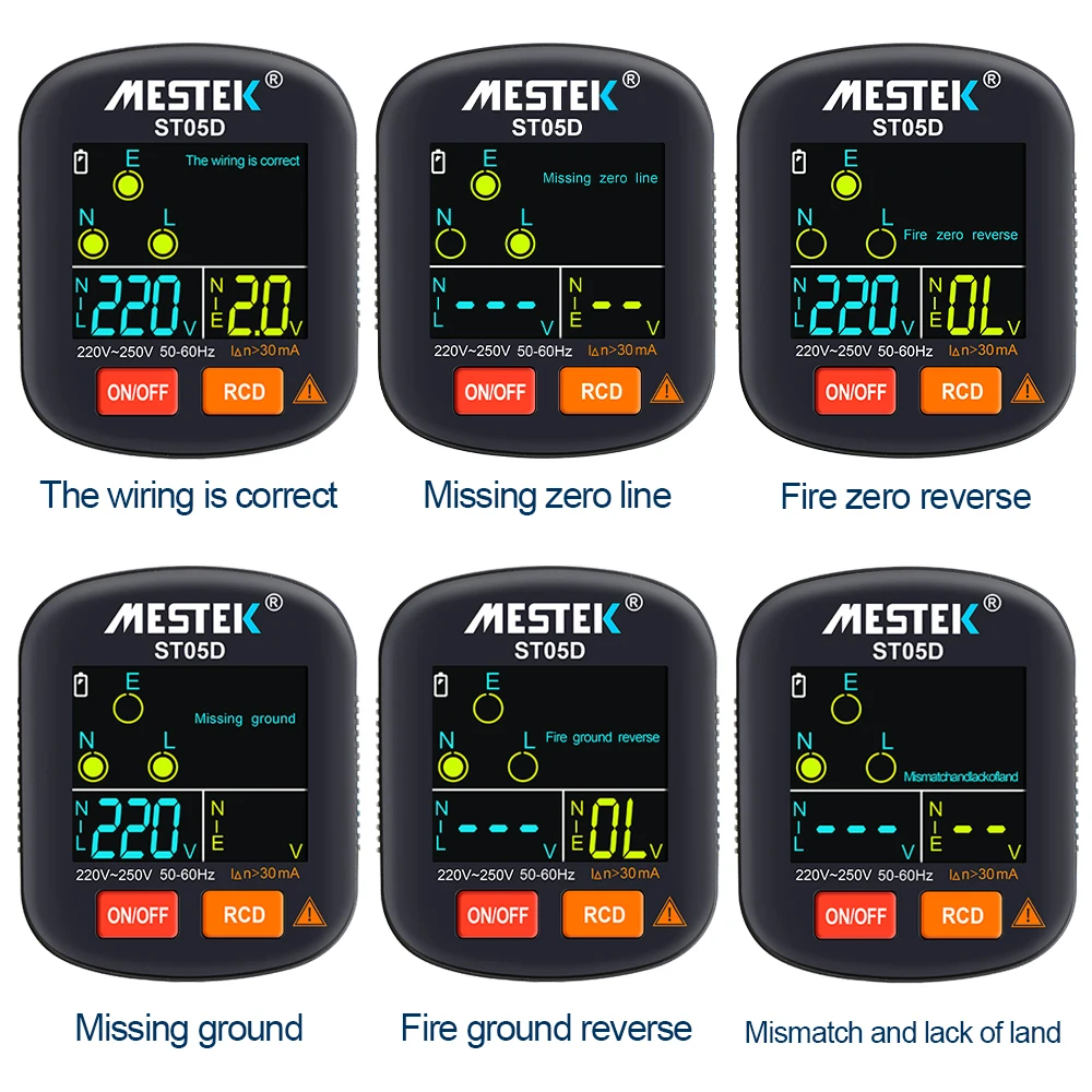 Voltage Test Socket Detector UK/EU/US Zero Line Plug Digital Socket Tester 30mA Zero Line Phase Check test Breaker Finder