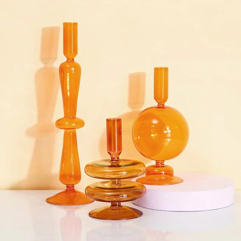 Description Picture 6 of itemCreative Simple Candle Holders Glass Candlesticks For Home Wedding Dining Table Decoration Romantic Glass Vase Candles Stand