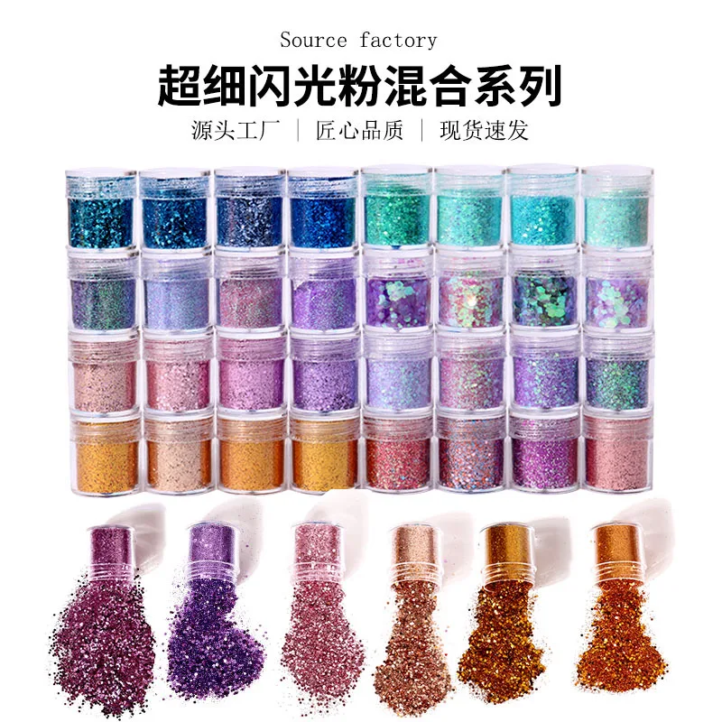 DIY Glitter Powder For Silicone Mold Filling Handmade Resin Accessries Laser Sequin Gradient Bottle Set Jewelry Making Tools