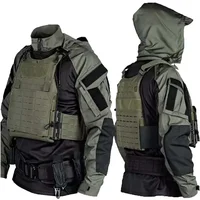 Tactical Combat Shirts Men Long Sleeve Breathable T-shirt Camo Hooded Quick-dry CS Paintball T-Shirt Tops Wear-resisting 1