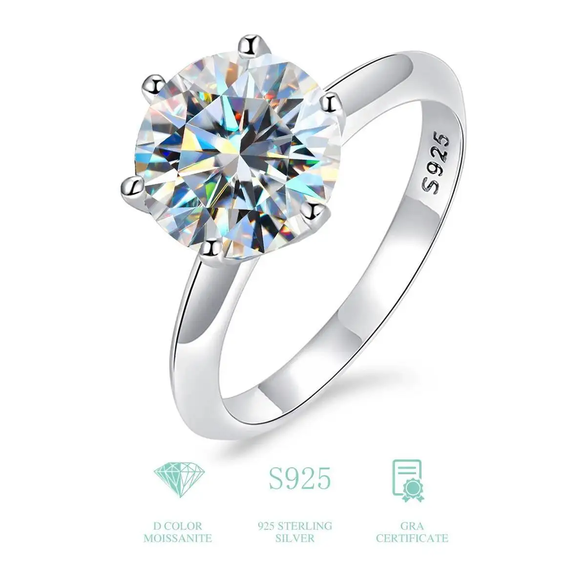 TY 0.5-3CT Moissanite  결혼 반지 여성용 남성용 빛나는 Moissan..