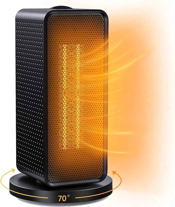 

1200W Ceramic Heater for Indoor Use, Electric Space Heaters with Tip-Over and Overheat Protection