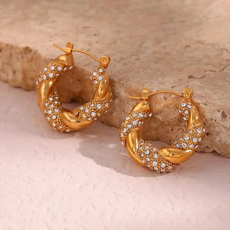 14k solid gold bold wave hoop earrings – K⋅GOLD