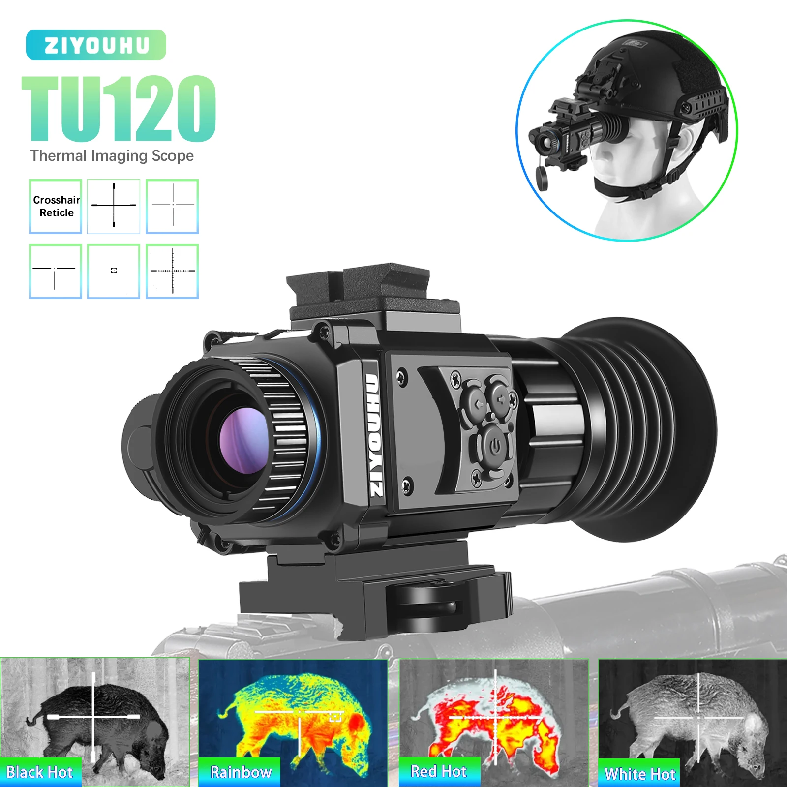 

New TU120 Multipurpose Thermal Monocular Sight Scope for Hunting Helmet Riflescope Head Mounted Tactical Reticle Thermal Imaging