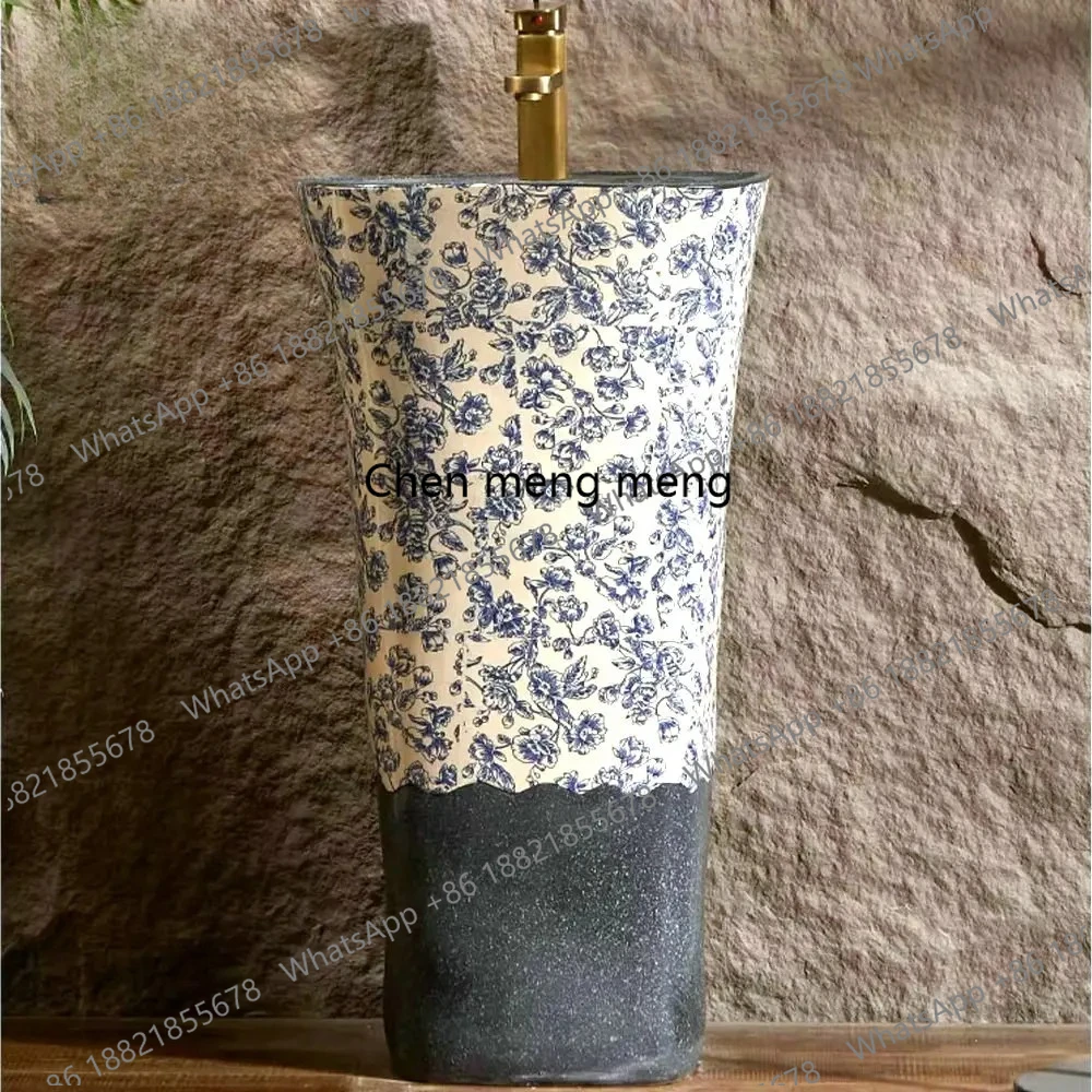 อ่างล้างหน้าเซรามิกแบบตั้งพื้นสำหรับห้องน้ำ ห้องครัว สวน ระเบียง ตกแต่งบ้าน ดีไซน์ทันสมัย 1