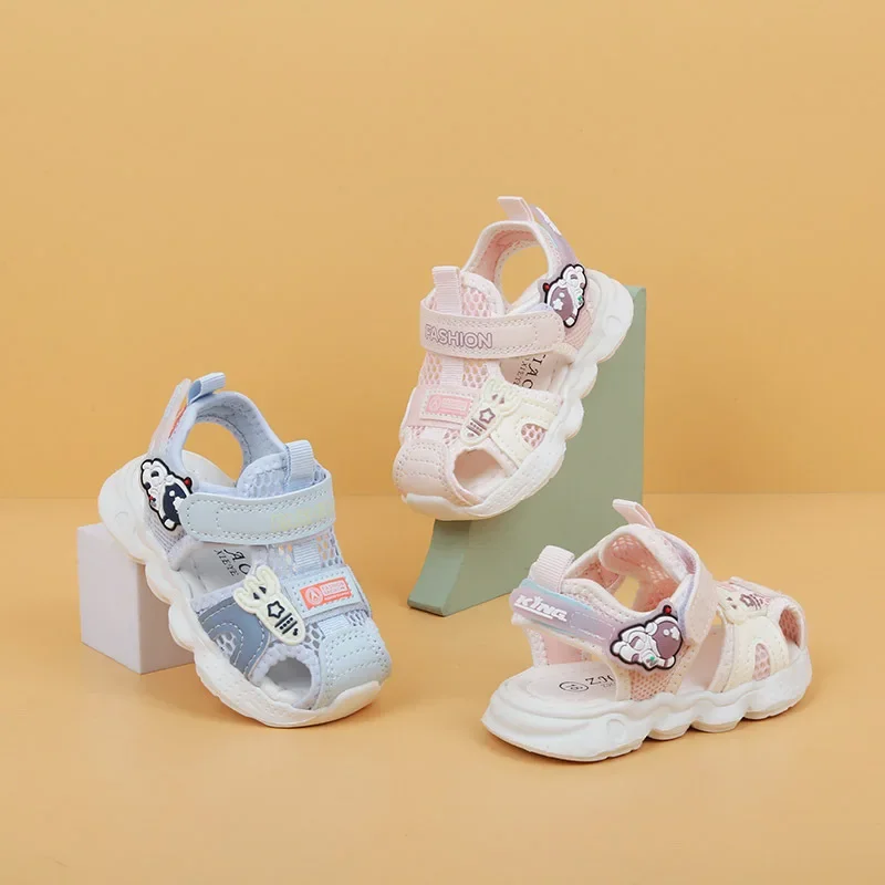 Summer Baby Sandals Cartoon Astronaut Walking Shoes Boy Girls 1-3years Outdoor Soft Soled Anti Slip Children Mesh Beach Sandals